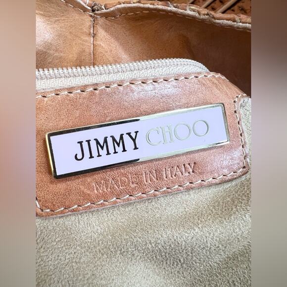 Jimmy Choo bardia bag brown leather hobo shoulder bag perforated leather luxury - Picture 12 of 16